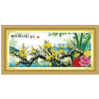 Tranh thêu chữ thập mai khai phú quý 222754