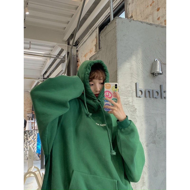 Hoodie Nam Nữ Màu Xanh Lạ Ellon Dáng Rộng Unisex Dáng Oversize Uzzlang