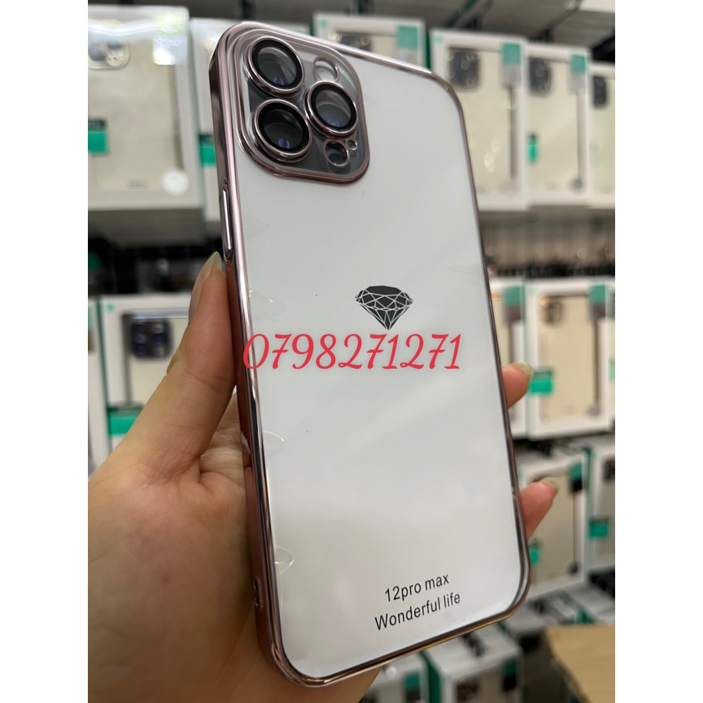 CHÍNH HÃNG Ốp cứng cao cấp X&amp;M Cực Đẹp lưng trong viền màu có lớp kính bảo vệ camera Iphone 12 13 14 PLUS PRO MAX