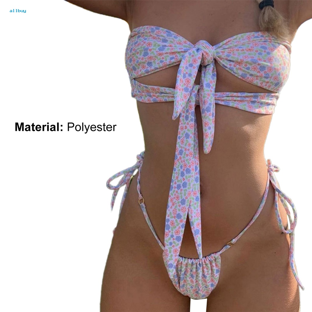 Bộ Bikini 2 Mảnh Họa Tiết Hoa Xẻ Tà Quyến Rũ Cho Nữ