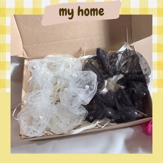 Dây cột tóc Scrunchies đính hạt lấp lánh cao cấp