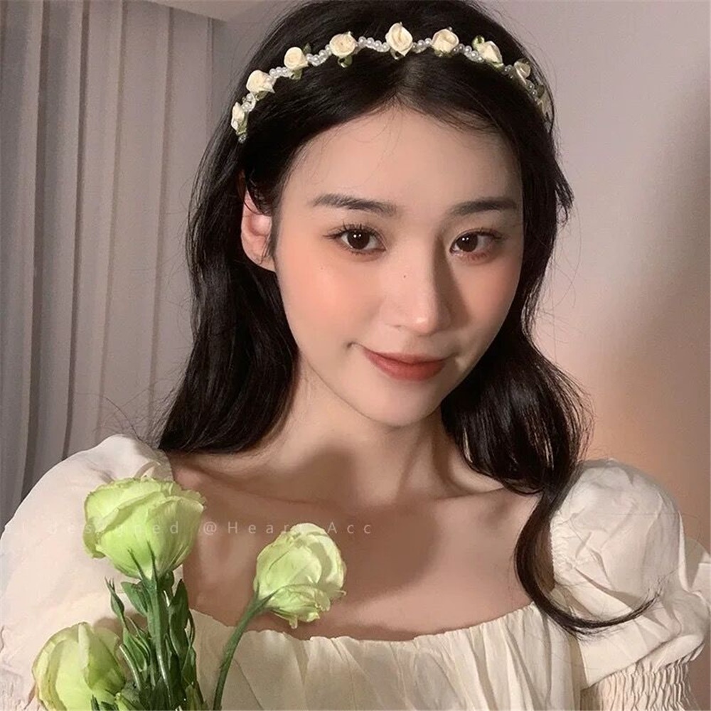 Băng Đô Đính Hoa Và Ngọc Trai Xinh Xắn Dành Cho Nữ