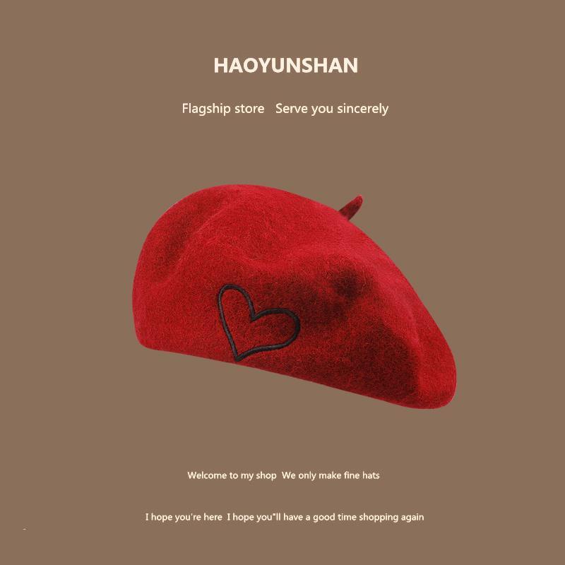 [Aishang Phụ Kiện Đẹp] Mũ Len Beret Che Tai Giữ Ấm Mùa Thu Đông Màu Đỏ Lễ Hội Giáng Sinh