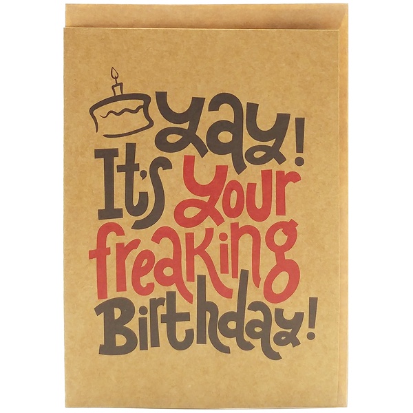 Thiệp Giấy Kraft Theo Phong Cách Typography - Greenwood TP37-22 - It's Your Freaking Birthday