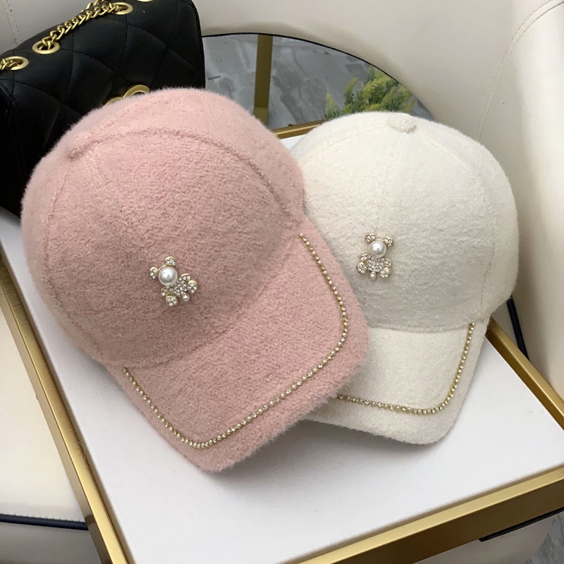 Mũ bóng chày đính đá phong cách phương Tây sang trọng thời trang thu đông cho nữ