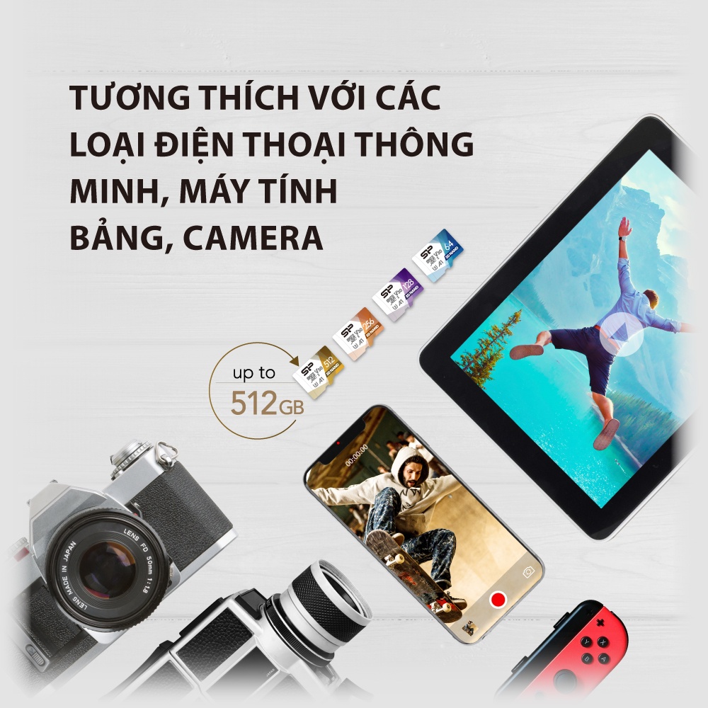 Thẻ nhớ Micro SD 32GB/64GB/128GB Silicon Power tốc độ cao 100MBs Micro SD UHS-I U1/U3 | BH 5n