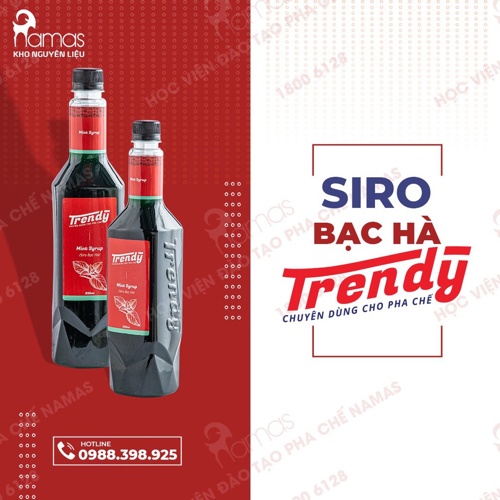 Syrup Trendy Bạc Hà/Mint chai nhựa 830ml