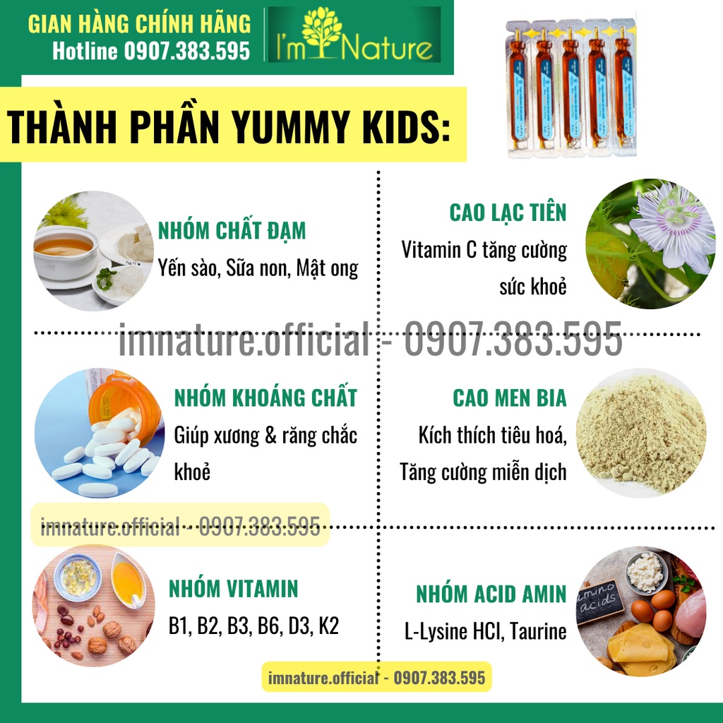 (+Quà) 20 ỐNG SIRO YẾN SÀO YUMMY KIDS - Bé Hết Biếng Ăn - Ngủ Ngon Giấc - Tăng Đề Kháng - Khỏe Mạnh