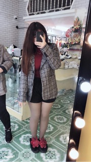 Áo Dạ Kẻ Hàn Đang blaza