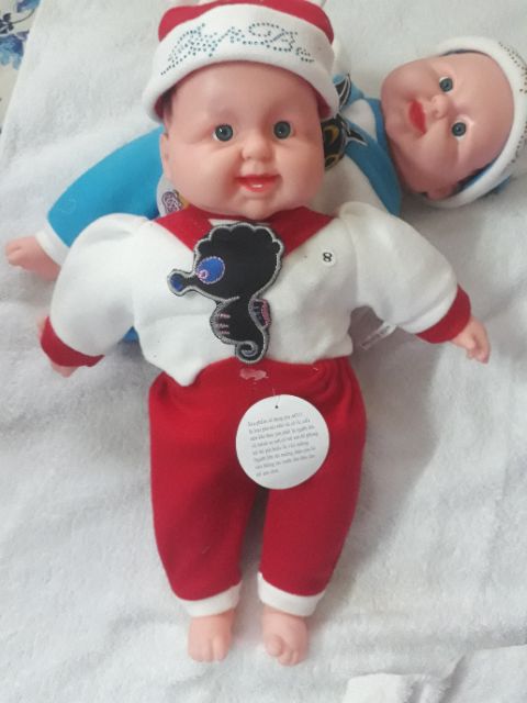Búp bê sơ sinh bé trai biết cười mình bông mềm dài 42 cm nặng 400 g