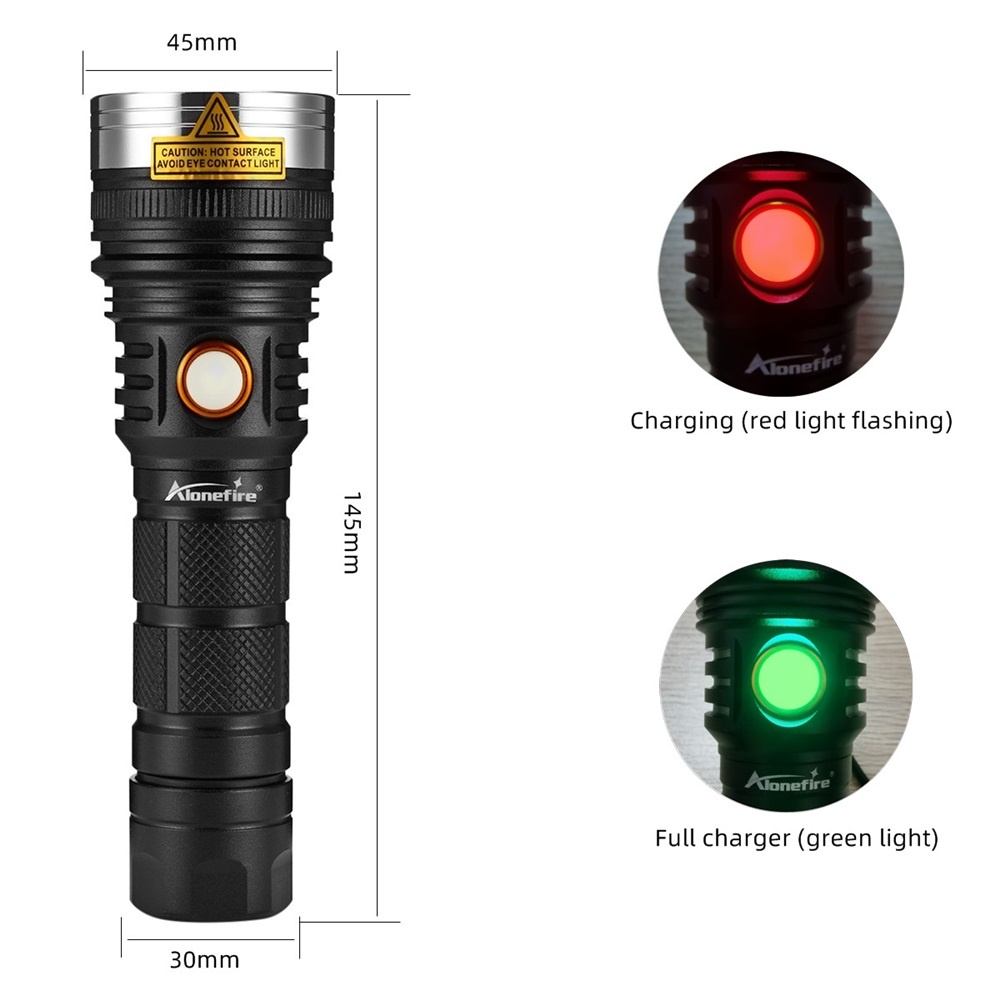 Đèn pin LED siêu mạnh Alonefire X27 SST40 Đèn pin USB có thể sạc lại Đèn chống nước cho cắm trại ngoài trời