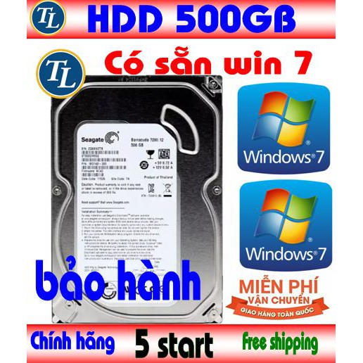 HDD ổ cứng 500GB có sẵn window 7