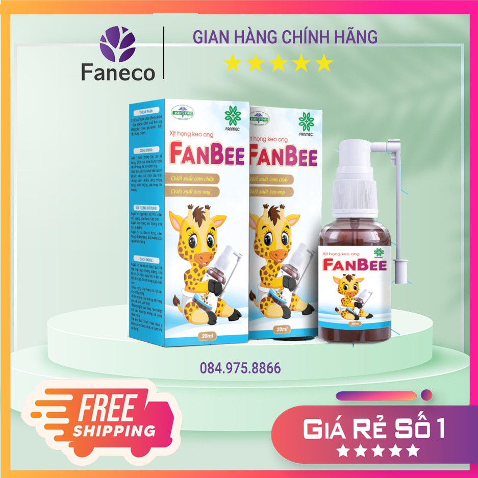 Xịt Họng Keo Ong FanBee - hỗ trợ điều trị đau rát họng, viêm họng, nhiệt miệng, loét miệng lưỡi, hôi miệng.