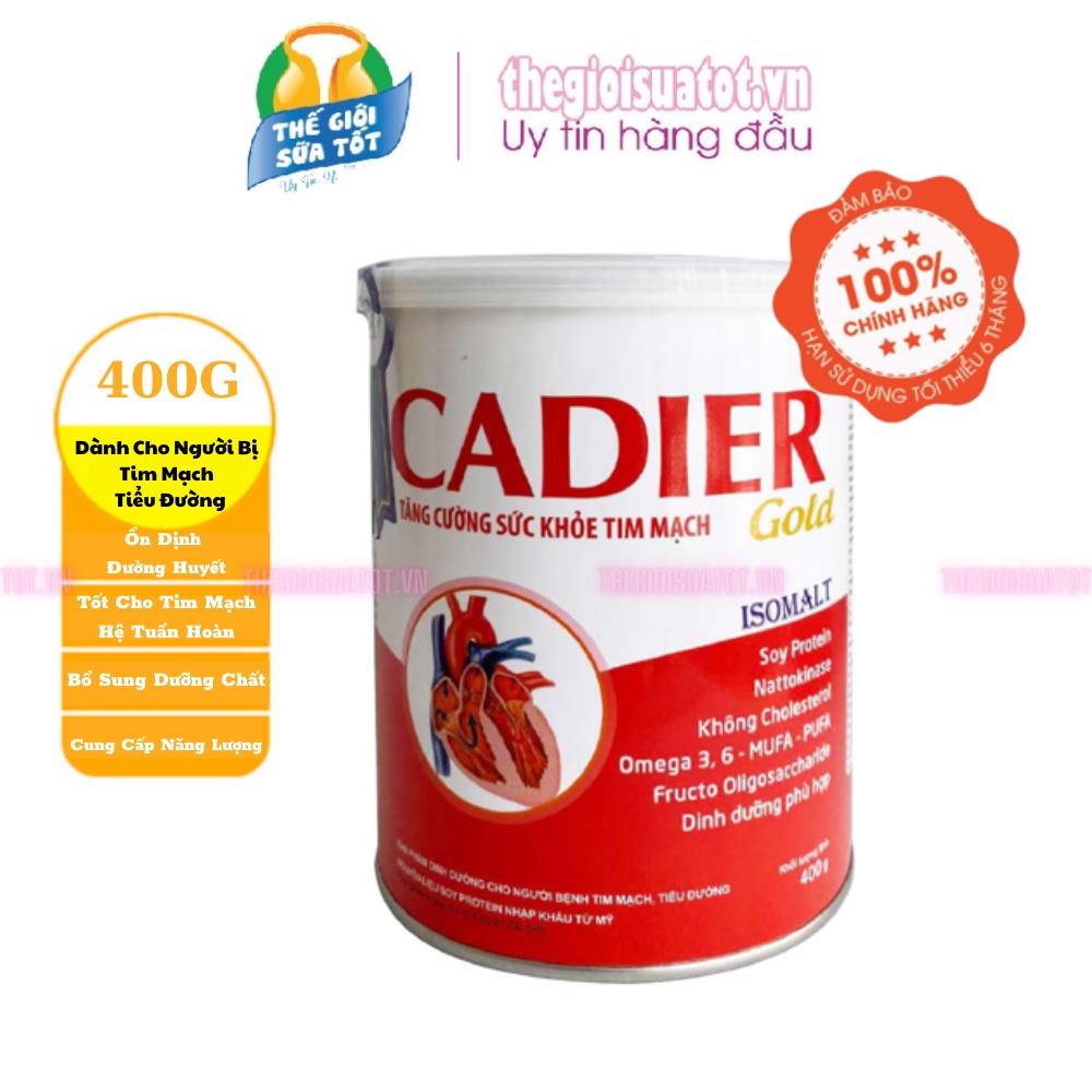 [CHÍNH HÃNG] Sữa Bột Cadier Gold 400g Sản Phẩm Dinh Dưỡng Dành Cho Người Bị Tim - DATE MỚI