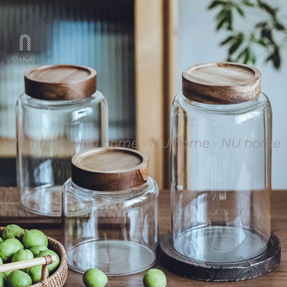 nuhome.vn | Hũ thuỷ tinh nắp gỗ  - IRU, hũ đựng đồ khô, ngâm trái cây kích thước lớn, lọ muối dưa, nắp vặn bằng gỗ