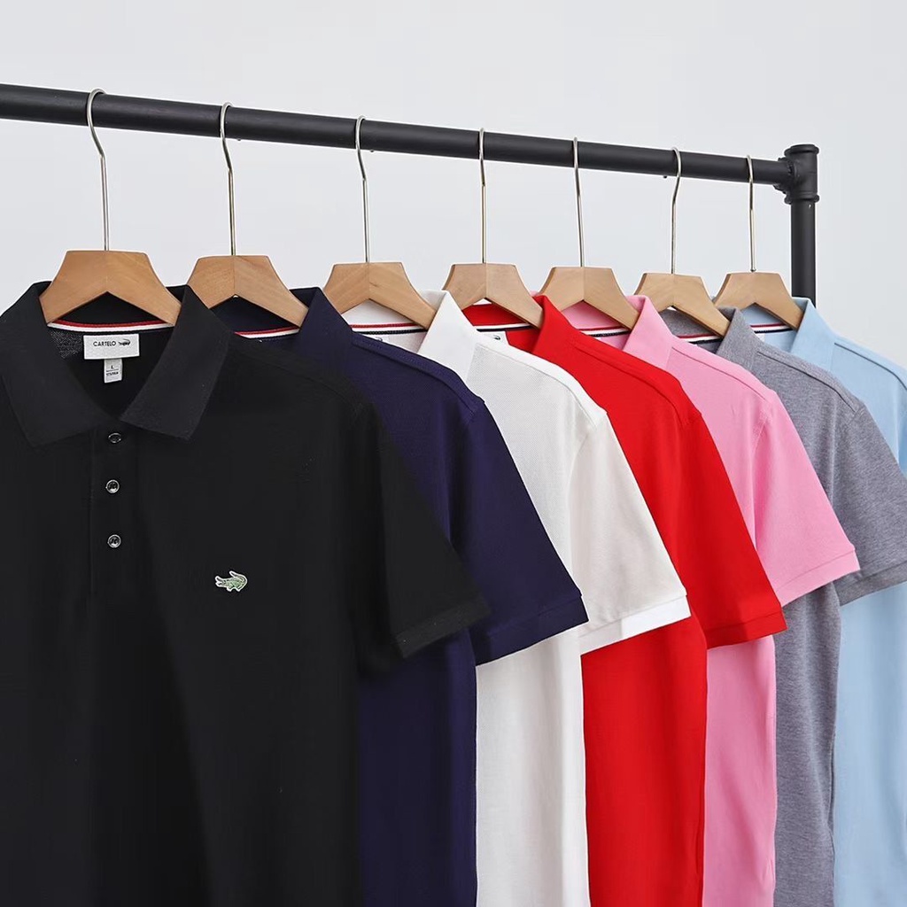 Set Áo Sơ Mi Cổ Bẻ Thêu Hình Cá Sấu Phối Quần Short Thời Trang Trẻ Trung