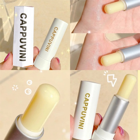 Tuýp Son Dưỡng Môi Vị Đào Màu Trắng Thương Hiệu Cappuvini