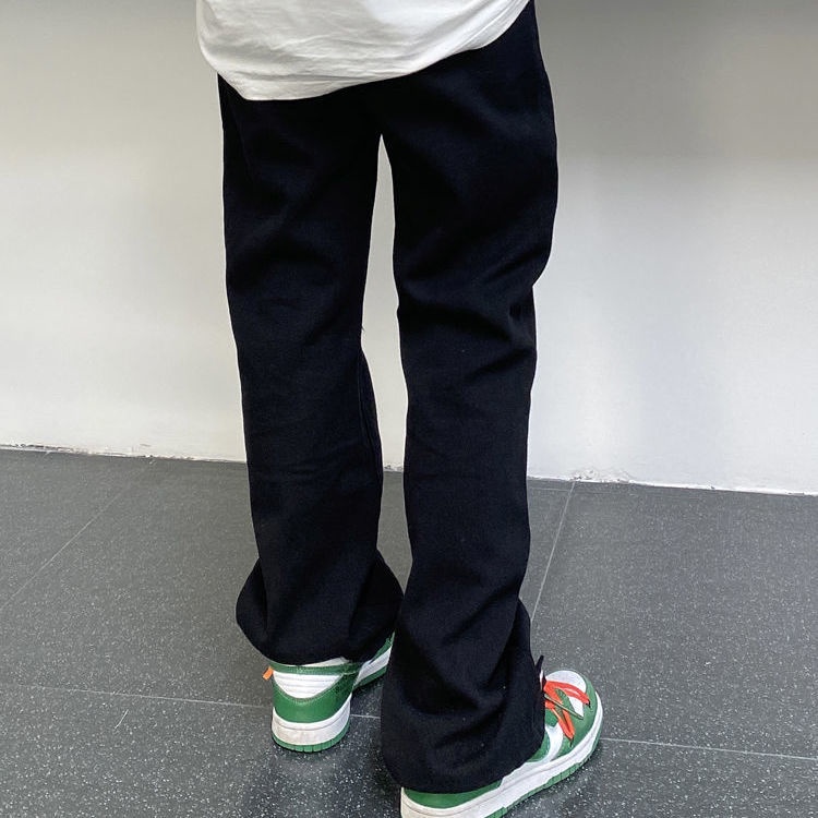 Quần Dài Ống Loe Thêu Hình Trái Tim Phong Cách Đường Phố Thời Trang Đường Phố