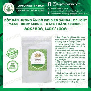 Bột tắm & tẩy da chết Đàn hương Ấn Độ Indibird Sandal Delight Mask - Body Scrub 100% Natural lành tính cho mọi loại da