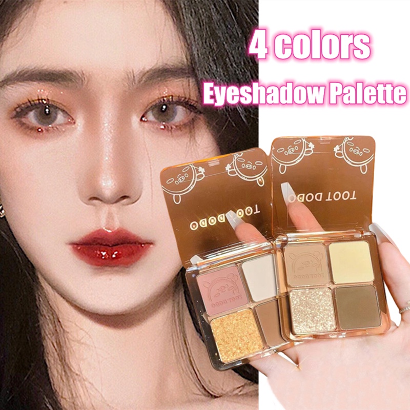 Bảng Phấn Mắt Dodo 4 Màu Lì Và Ánh Ngọc Trai Kết Hợp Trang Điểm Kháng Nước Lâu Trôi Và Không Phai