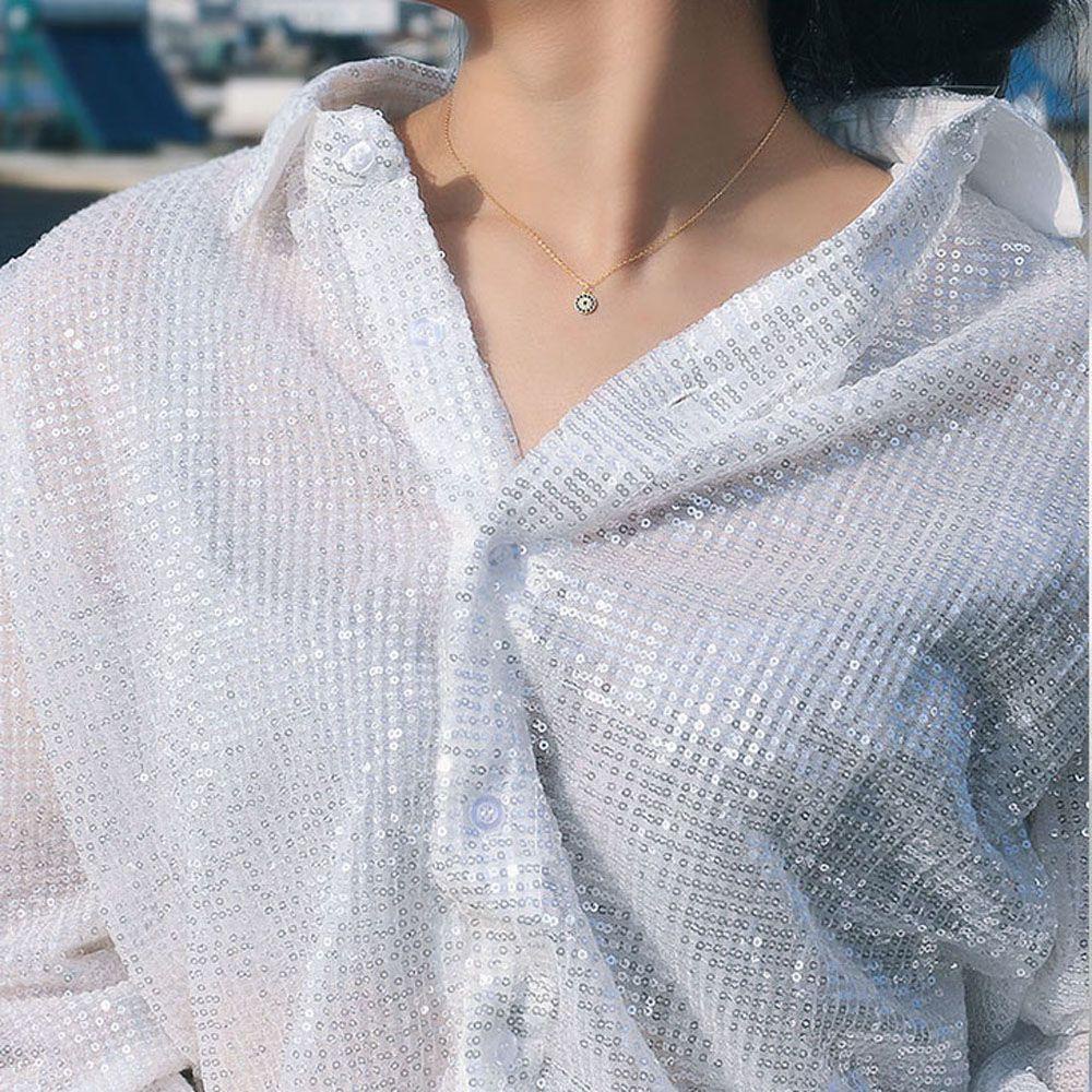 AROMA Vòng cổ Mặt Hình Hoa Hồng Xanh Dương / Bạc Thời Trang Cho Nữ