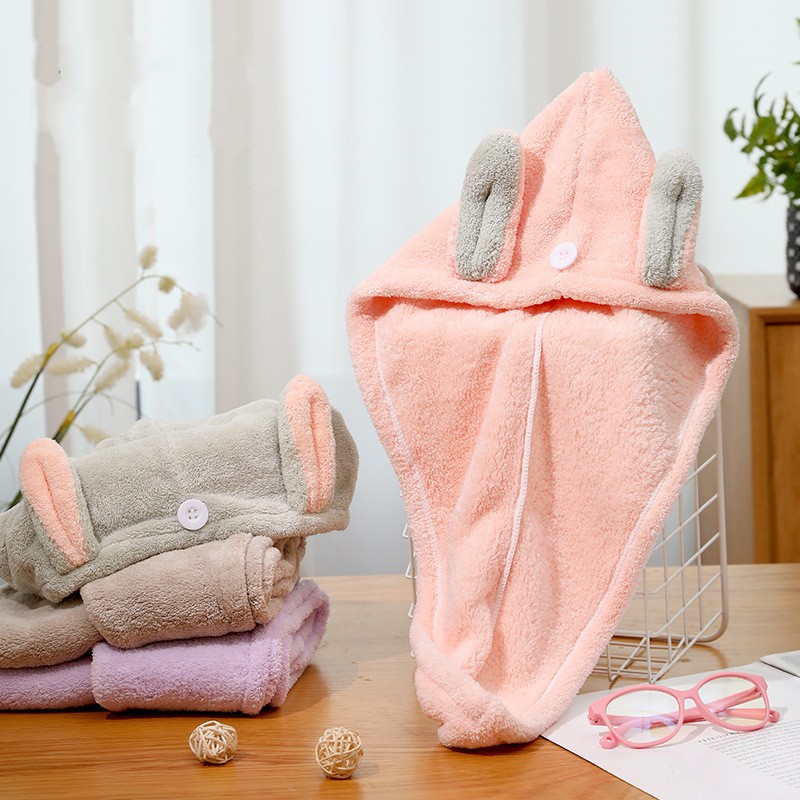 Khăn Mũ Quấn Tóc Bằng Sợi Tổng Hợp Mịn Giúp Lau Khô Sau Khi Gội