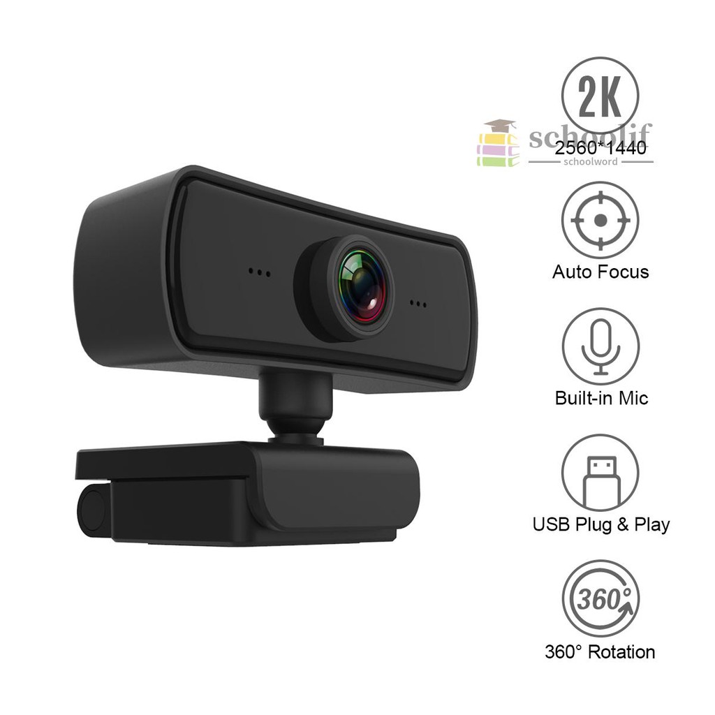 Webcam 1080P HD 2K H.264 chế độ tự lấy nét có thể xoay 360 độ chuyên dụng khi họp qua video