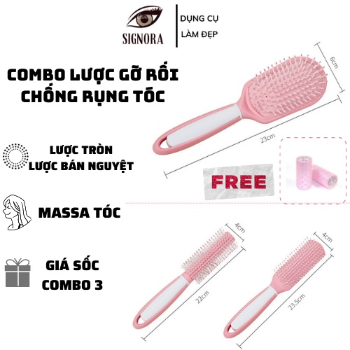 Lược gỡ rối chống rụng tóc, Lược tròn, lược bán nguyệt, lược Oval cao cấp hồng siêu dể thương