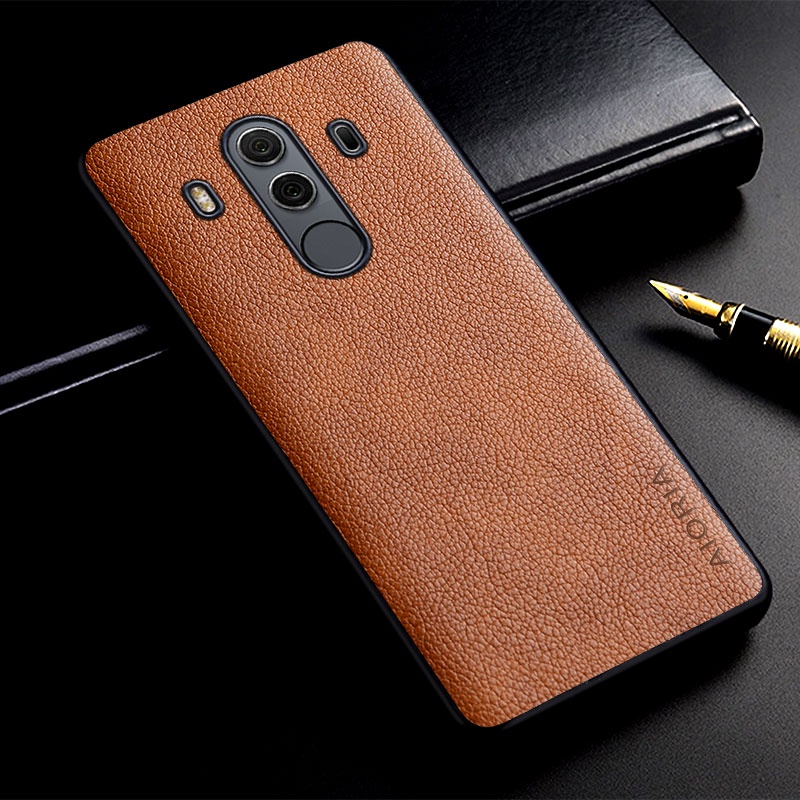 Aio Ốp Điện Thoại Da pu Siêu Nhẹ Màu Trơn Đơn Giản Thời Trang Cho huawei mate 10 pro lite