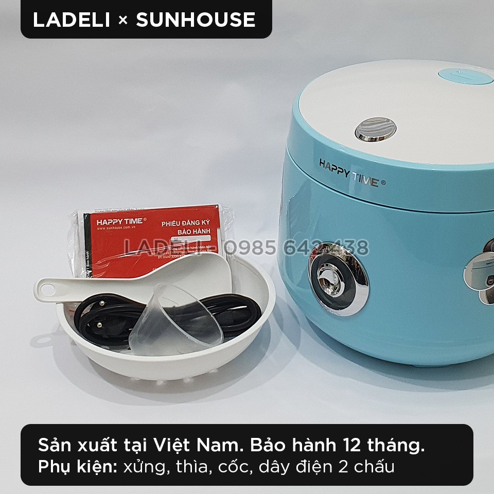 Nồi cơm điện 1.2L SUNHOUSE HappyTime HTD8522G chống bỏng | BigBuy360 - bigbuy360.vn