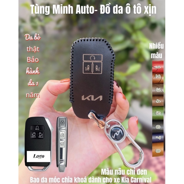 Bao da móc chìa khoá xe Carnival, bọc chìa khoá xe hơi khâu tay