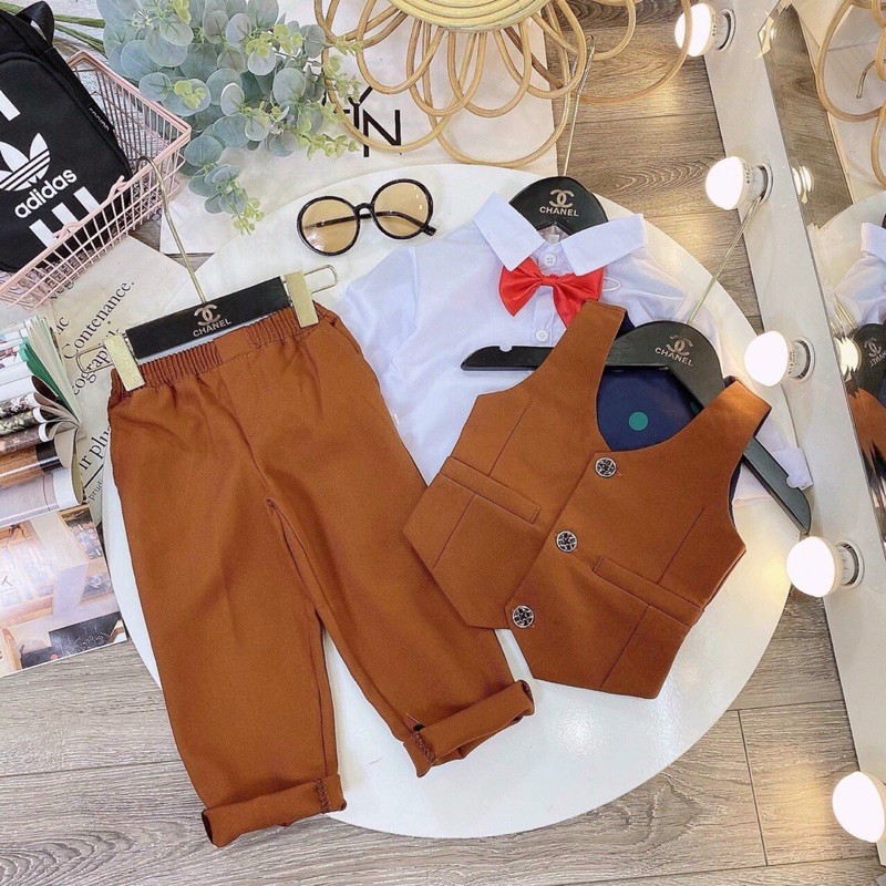 Bộ Công Tử vest 4 cao cấp 4 chi tiết cho bé trai 8-25kg