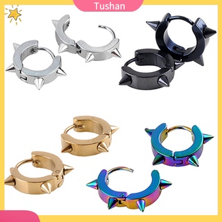 Đôi khuyên tai kiểu vòng tròn gai chất liệu thép titan cá tính cho nữ / nam