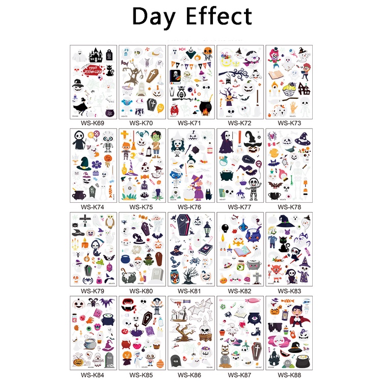 1 Tấm Hình Xăm Dán Dạ Quang Màu Xanh Lá Dùng Cho Tiệc Halloween