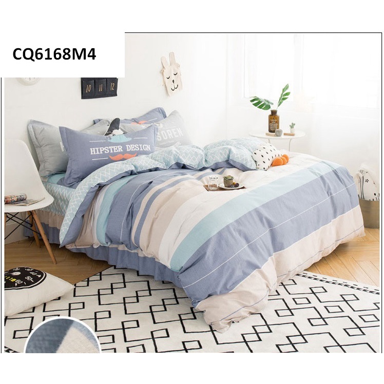 CQ6168-Bộ chăn ga gối cotton hàng nhập cho giường 120 và 180*200cm