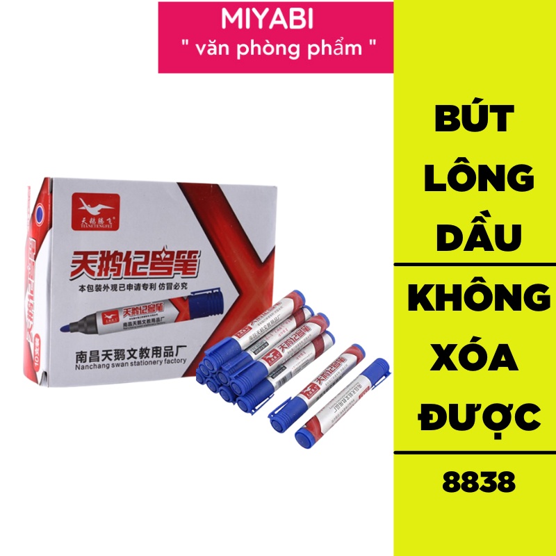 Bút lông dầu không xóa được - dạ dầu 8838 cao cấp màu xanh/đen/đỏ-1 đầu -  dùng cho văn phòng