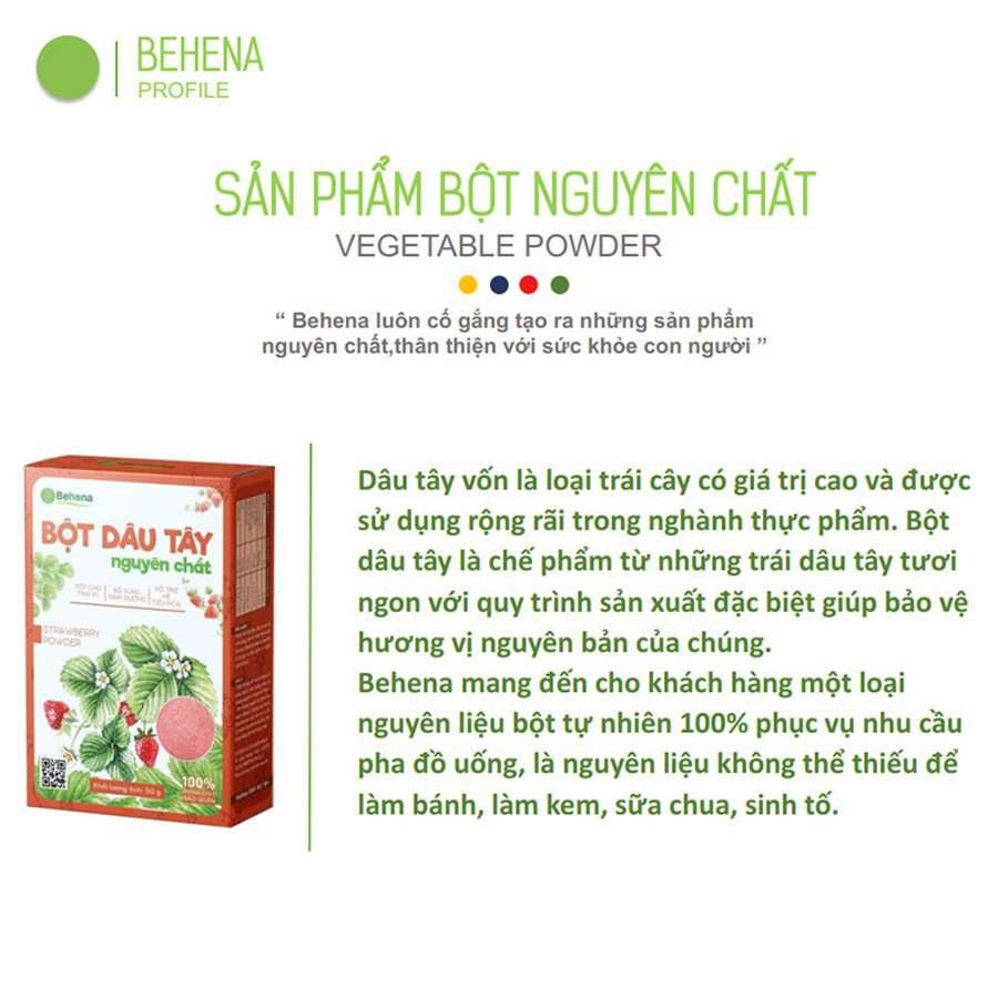 Bột dâu tây Behena nguyên chất đẹp da, tạo màu làm bánh