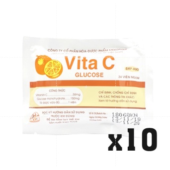 [Combo 10 Gói] Kẹo Cam Tuổi Thơ Vita C Glucose (Gói 24 Viên Ngậm)