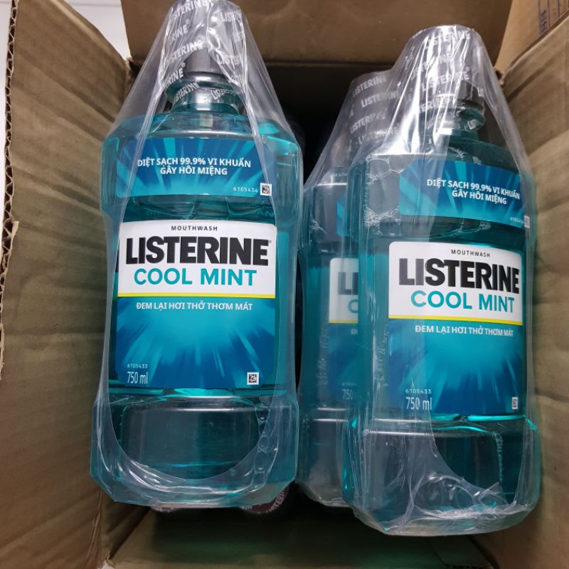 Nước súc miệng hơi thở thơm mát listerine cool mint mouthwash chai 750ml,250ml,100ml