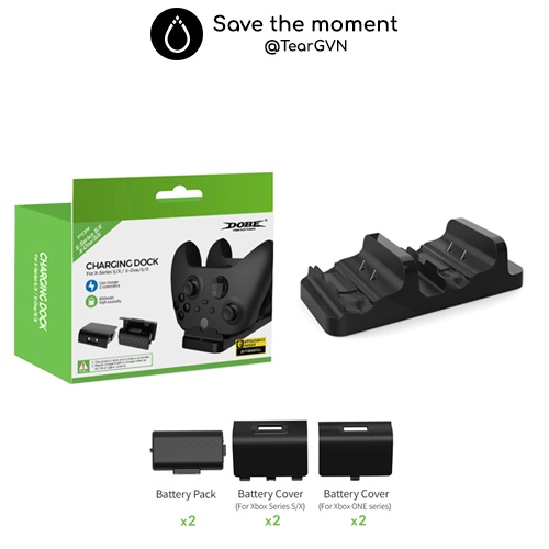 Dock sạc tay cầm úp ngược kèm pin và nắp (DOBE) cho Xbox One / Xbox One S - X / Xbox Series S - X