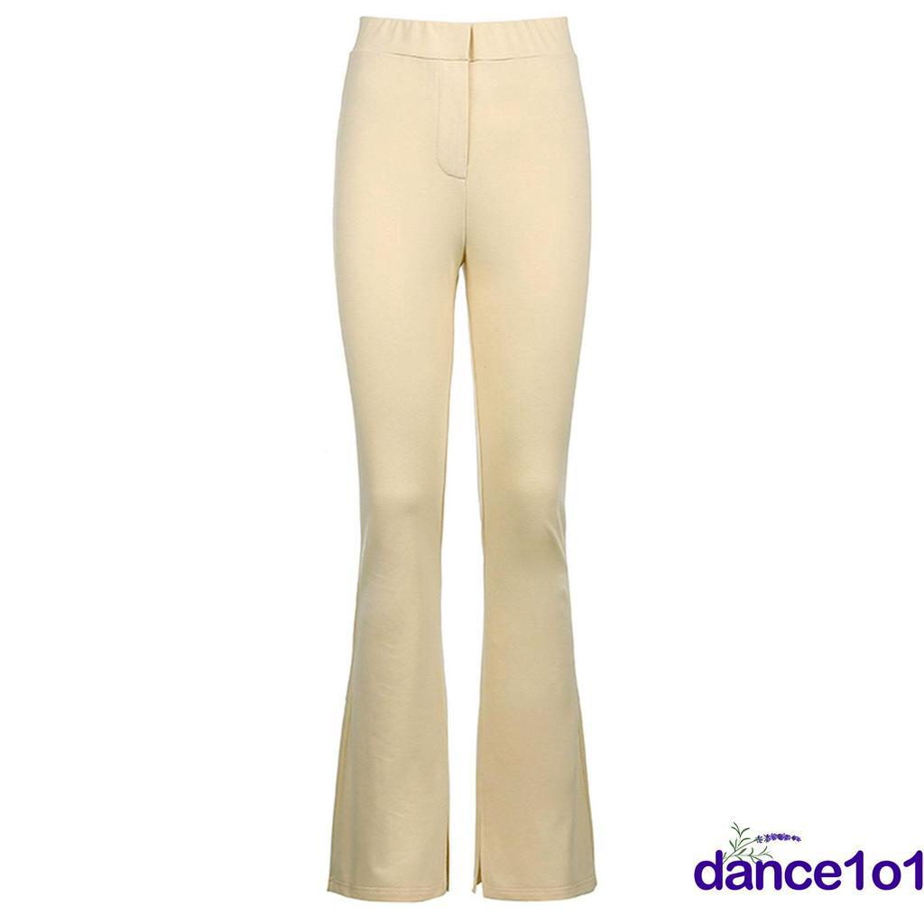 Quần dài nữ xẻ ống màu trơn thời trang phong cách Hàn Quốc