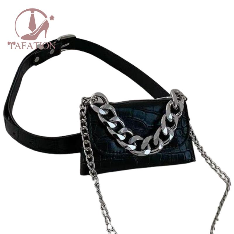 Thắt lưng da cá sấu phối dây xích thời trang cho nữ