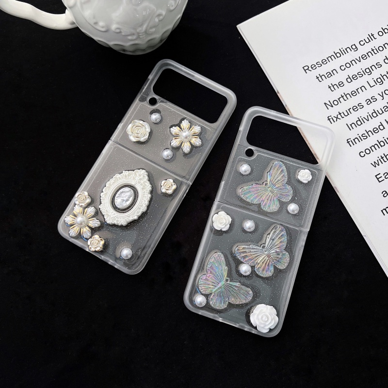 Ốp Điện Thoại Cứng Chống Sốc Họa Tiết Bướm / Gấu 3D Dành Cho Samsung Galaxy Z Flip 3 Flip 4