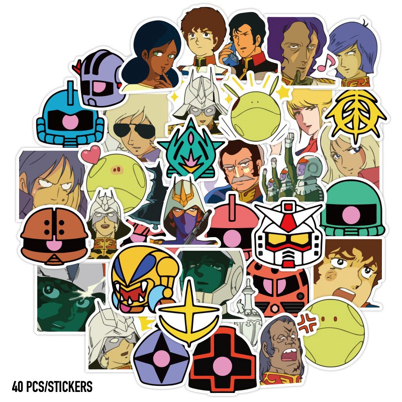Set 40 miếng sticker dán trang trí chống thấm hình anime MOBILE SUIT GUNDAM