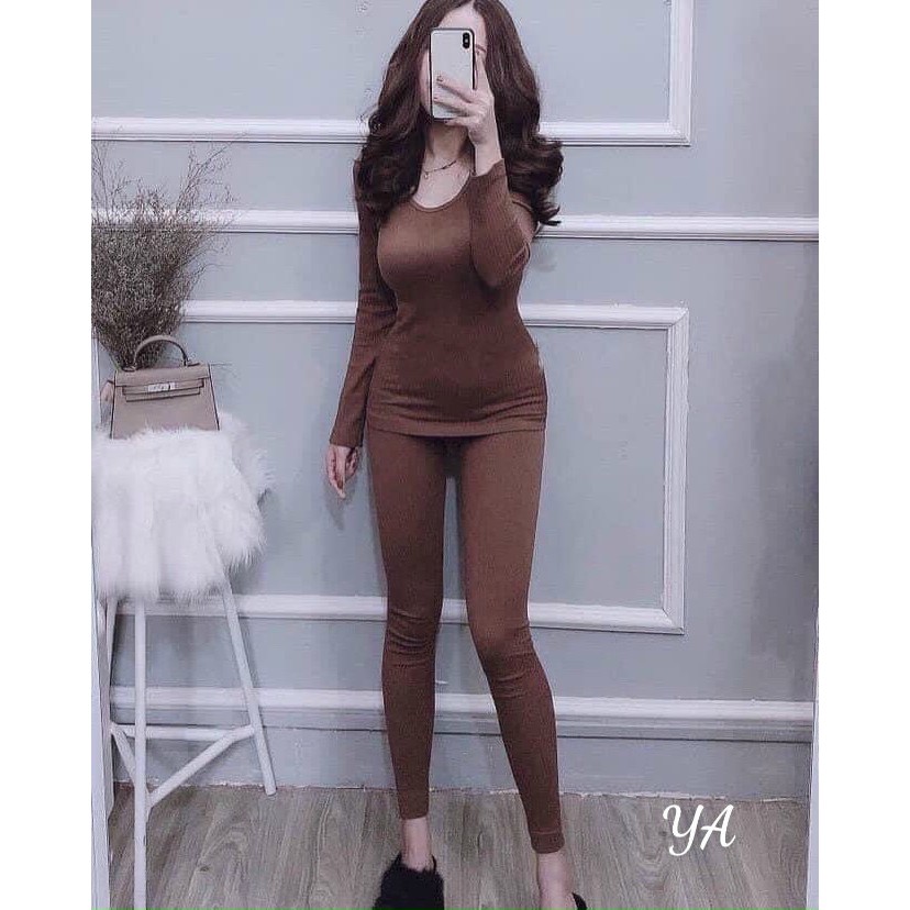 BNU292 - BỘ GIỮ NHIỆT TĂM 3 MÀU CỔ KHOÉT CHO NỮ | BigBuy360 - bigbuy360.vn