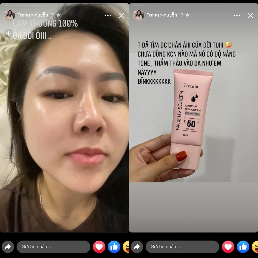 Kem chống nắng Hemia Hàn Quốc dành cho mặt Hemia MaKe Up Sun Cream Chính Hãng