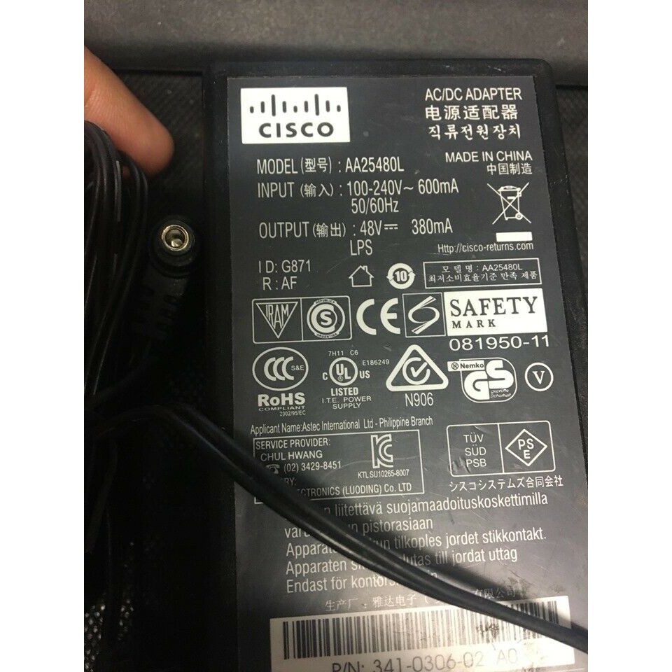 Bộ nguồn AC/DC Adapter Cisco AA25480L 48V 380mA