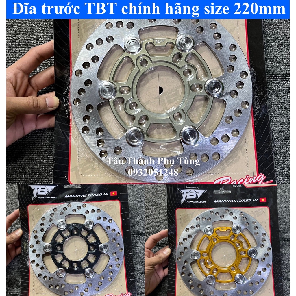 Đĩa trước TBT chính hãng size 220mm kiểu 4 lỗ TanthanhPT