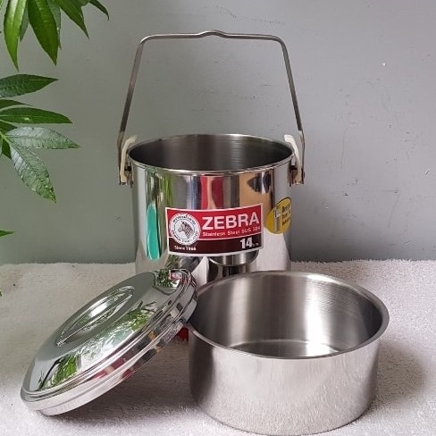 Camen Inox 1 ngăn, có quai và nắp cài Zebra Thái Lan. 12cm ngăn sâu 151624