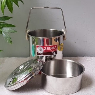 Camen Inox 1 ngăn, có quai và nắp cài Zebra Thái Lan. 12cm ngăn sâu 151624